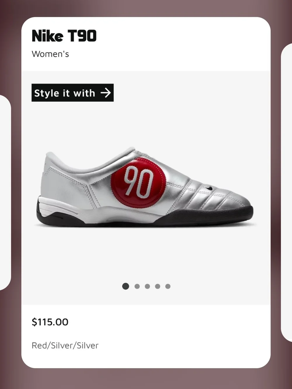 Nike Women's Silver & Red Metallic Shoes